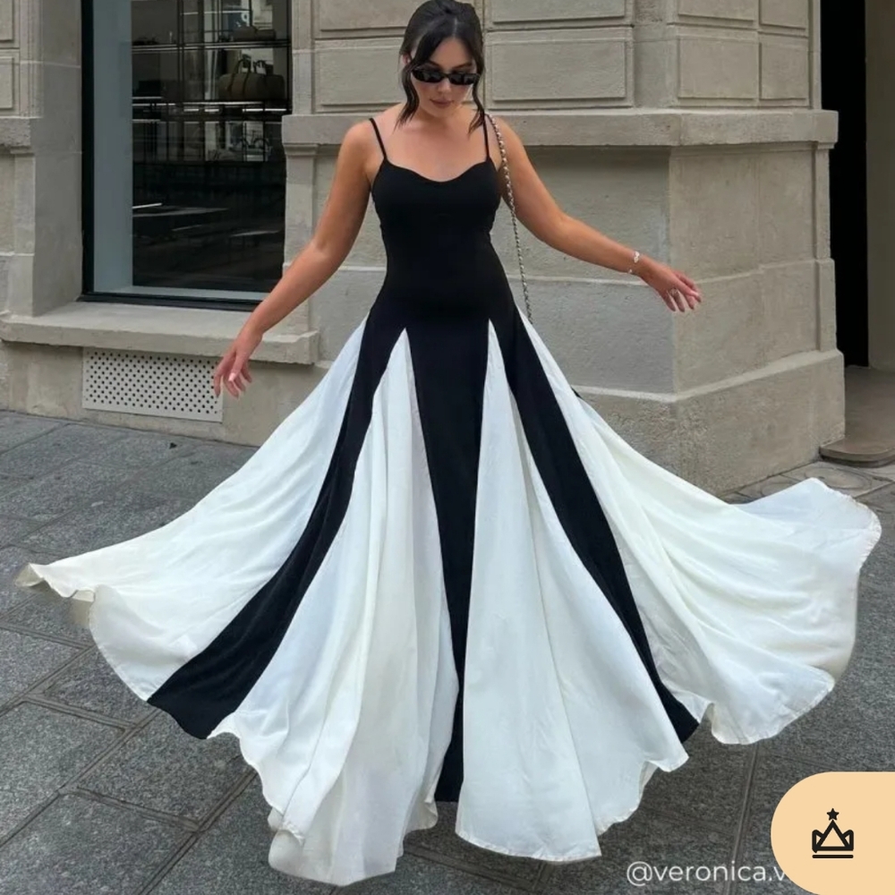 Elegant Black and White Evening Gown - Only Wore It Once